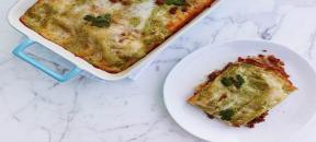 Lasagna con bechamel de cilantro